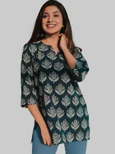 Dream Beauty Fashion Women Floral Print Round Neck A-Line Kurtis