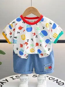 INCLUD Boys Printed Short Sleeves T-shirt With Shorts