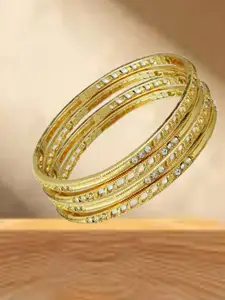 ATIBELLE Set Of 4 Gold-Plated Stone-Studded Bangles
