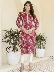 DRESSAR Women Woven Design Printed Straight Knee Length Kurta