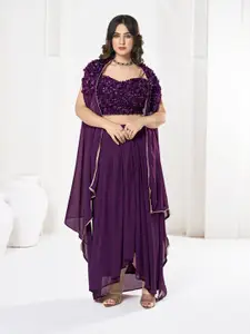 KALINI Embroidered Semi-Stitched Lehenga & Unstitched Blouse With Dupatta