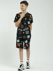 Monte Carlo Boys Printed Round Neck T-Shirt & Bermuda Shorts