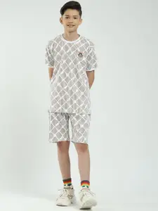 Monte Carlo Boys Printed Round Neck T-Shirt & Bermuda Shorts