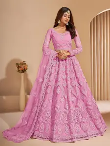 LADY SHOPI Embroidered Semi-Stitched Lehenga & Unstitched Blouse With Dupatta