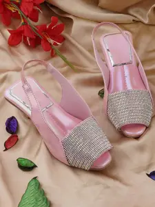 LMG Lifestyle Girls Embellished Kitten Mules Heels