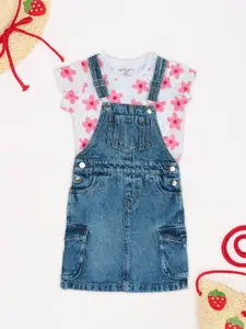 Pantaloons Junior Girls Solid Shoulder Straps Pinafore Dress