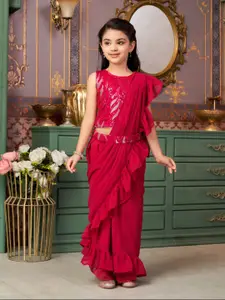 Aarika Girls Printed Ready to Wear Lehenga & Semi-Stitched Blouse With Dupatta