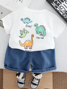 INCLUD Boys Printed Short Sleeves T-shirt With Shorts