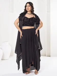 KALINI Embroidered Semi-Stitched Lehenga & Unstitched Blouse With Dupatta