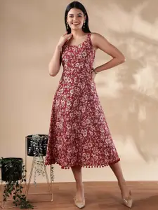 Anouk Women Floral Print A-Line Midi Dress