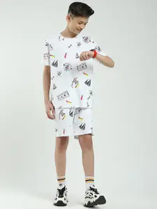 Monte Carlo Boys Printed Pure Cotton Round Neck T-Shirt & Bermuda Shorts