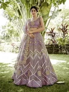 KALINI Embroidered Semi-Stitched Lehenga & Unstitched Blouse With Dupatta