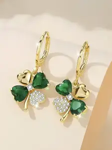 KARISHMA KREATIONS Gold-Plated Crystals Studed Floral Shaped Drop Earrings