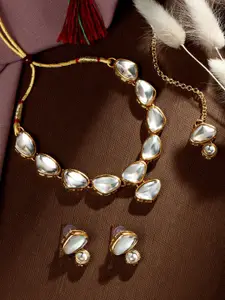 ASMITTA JEWELLERY Gold Plated Kundan Studded Choker Necklace set
