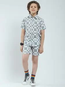 Monte Carlo Boys Printed Shirt Collar Shirt & Bermuda Shorts