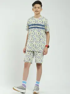 Monte Carlo Boys Printed Pure Cotton Round Neck T-Shirt & Bermuda Shorts