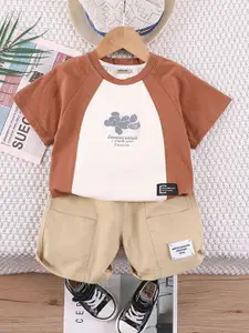 INCLUD Boys Colourblocked Raglan Sleeves T-shirt With Shorts