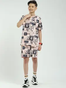 Monte Carlo Boys Printed Round Neck T-Shirt With Shorts