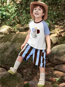 INCLUD Boys Printed Raglan Sleeves T-shirt With Shorts