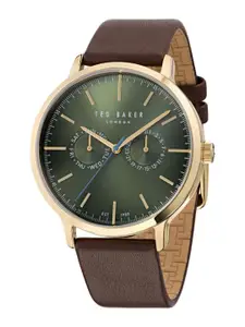 Ted Baker Men Brass Dial & Leather Straps Analogue Watch BKPHAS504