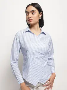 Strong And Brave Striped Comfort Cutaway Collar Slim Fit Cotton Formal Shirt