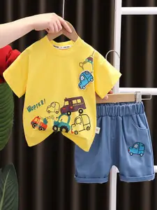 INCLUD Boys Printed Short Sleeves T-shirt With Shorts