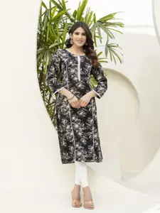 DRESSAR Floral Printed Round Neck Straight Kurta