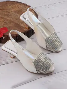 LMG Lifestyle Girls Embellished Synthetic Kitten Mules Heels