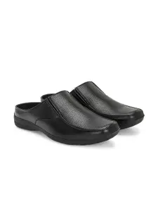 Azzaro Black Men Textured Formal Slip-On Shoes