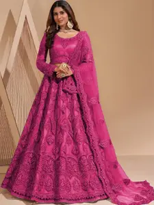 LADY SHOPI Embroidered Semi-Stitched Lehenga & Unstitched Blouse With Dupatta