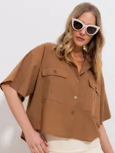 Trend Alacati stili Spread Collar Cotton Casual Shirt