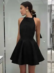 bebe Women Solid A-Line Mini Dress