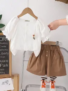 INCLUD Girls Embroidered Top With Shorts