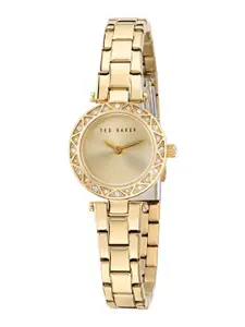 Ted Baker Women Brass Dial & Stainless Steel Style Straps Analogue Watch BKPJLS505