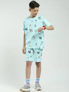Monte Carlo Boys Printed Pure Cotton Round Neck T-Shirt & Bermuda Shorts