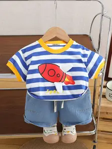 INCLUD Boys Striped Short Sleeves T-shirt With Shorts