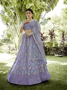 KALINI Embroidered Sequinned Semi-Stitched Lehenga & Unstitched Blouse With Dupatta