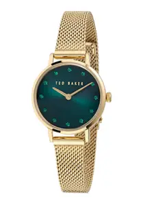 Ted Baker Women Brass Dial & Stainless Steel Style Straps Analogue Watch BKPSTS503
