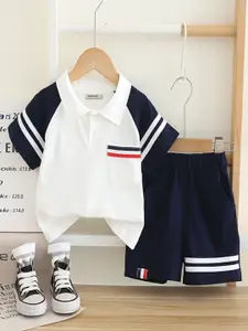INCLUD Boys Colourblocked Polo Collar T-shirt With Shorts
