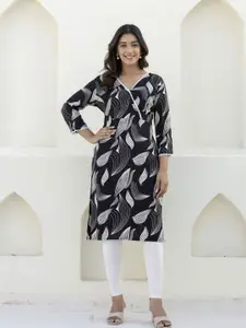 DRESSAR Women Printed V-Neck Asymmetric Viscose Rayon Kurta