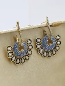 ANIKAS CREATION Gold-Plated Cubic Zirconia Studded Contemporary Shaped Chandbalis