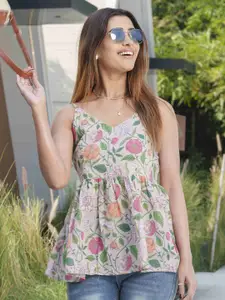 Sangria Women Floral Printed Empire Regular Top