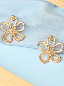 ToniQ Gold Plated Floral Shape Studs