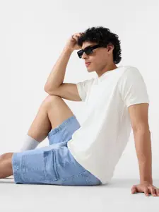 The Souled Store Men Denim Shorts Aero Blue