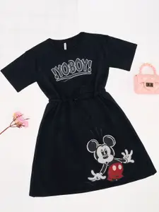 Pantaloons Junior Girls Alphanumeric Printed Fit & Flare Above Knee Dress