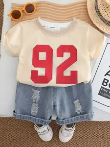 INCLUD Boys Printed Round Neck T-Shirt With Shorts