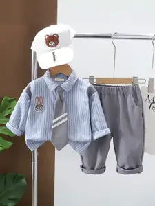 INCLUD Boys Striped Long Sleeves Shirt With Trousers