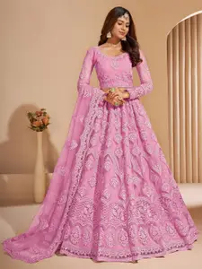 JULEE Embroidered Thread Work Semi-Stitched Lehenga & Unstitched Blouse With Dupatta