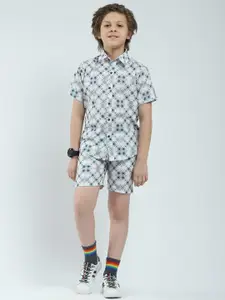 Monte Carlo Boys Printed Shirt Collar Shirt & Bermuda Shorts