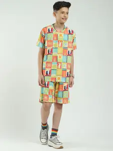 Monte Carlo Boys Printed Round Neck T-Shirt & Bermuda Shorts